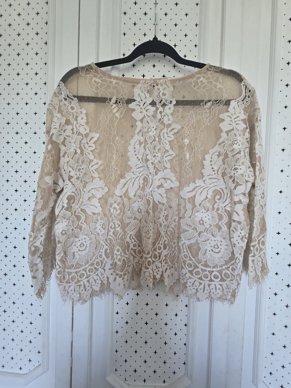Sheer Floral Lace Blouse in Cream